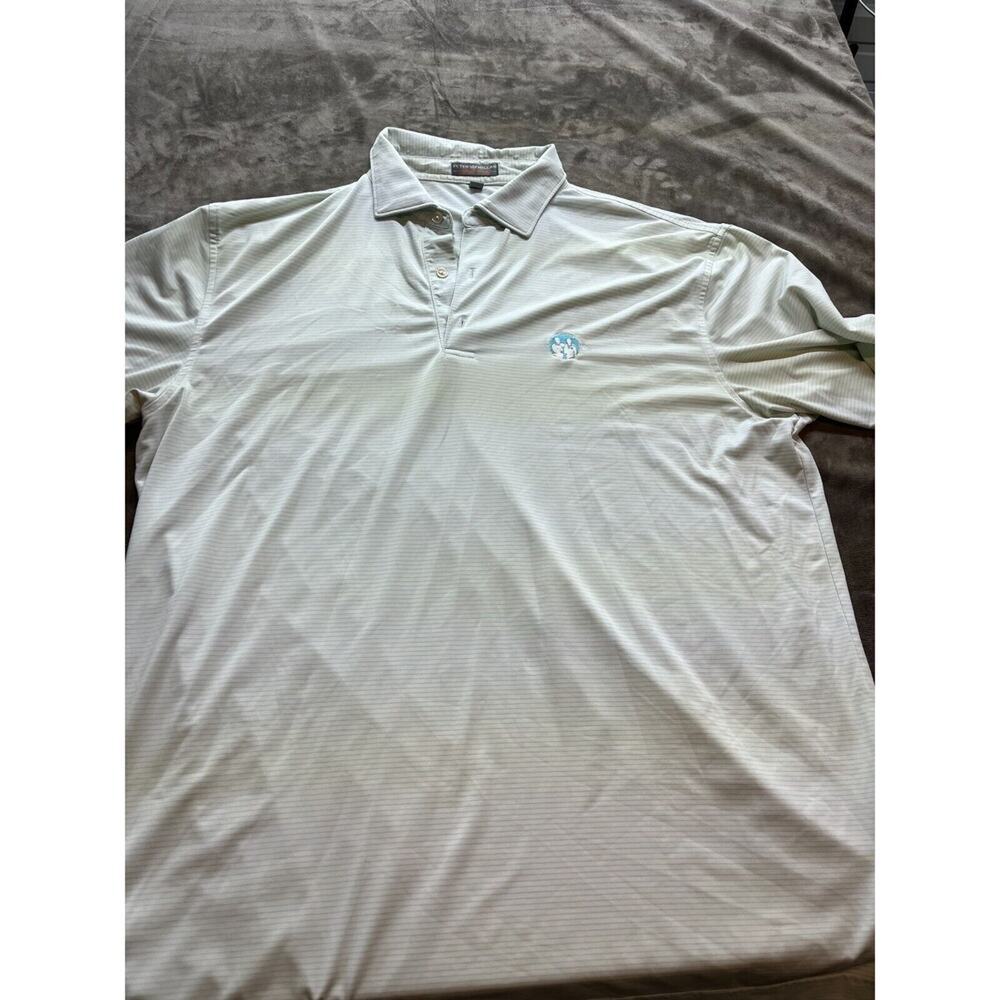Peter‎ Millar Mens White Golf Polo Shirt Large Summer Comfort PCG Logo